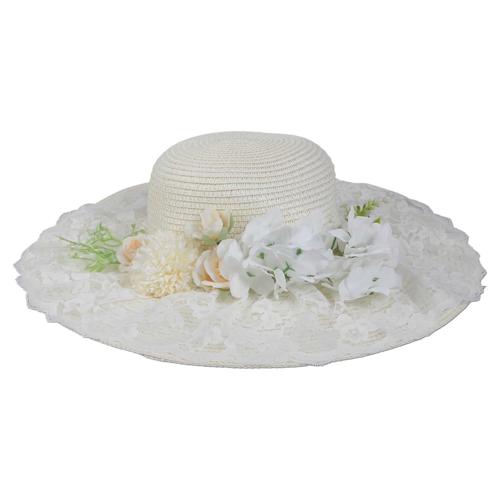 lanema Women Sun Hat Flower Straw Bonnet Hat Elegant Beachwear Hat Spring Picnics Hat