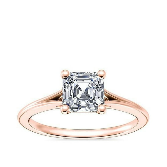 Diamond-Capitals 2.00 Carat Shiny Asscher Cut (D/VVS1) Moissanite Engagement Ring for Ladies Solid 14K Rose Gold Size 5.5