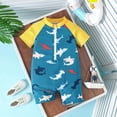 thumbnail image 5 of Landzoo Kids Boys Swimwear Graphic Print Short Sleeve Crew Neck One Piece Onesie Summer Swimming Pool Comfortable Toddler Boys Jumpsuits Size 9-12 Months Yellow, 5 of 8