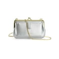 thumbnail image 2 of LAVA Vintage Kiss Lock Handbags PU Leather Crossbody Purses Retro Evening Clutch Bags (Silver), 2 of 11