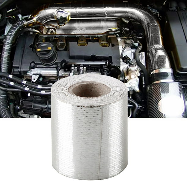 Cinta de aluminio plateada, papel de aluminio aislante térmico, tela de fibra resistente a altas temperaturas, adecuada para tubos de escape, campanas extractoras, cintas de aluminio