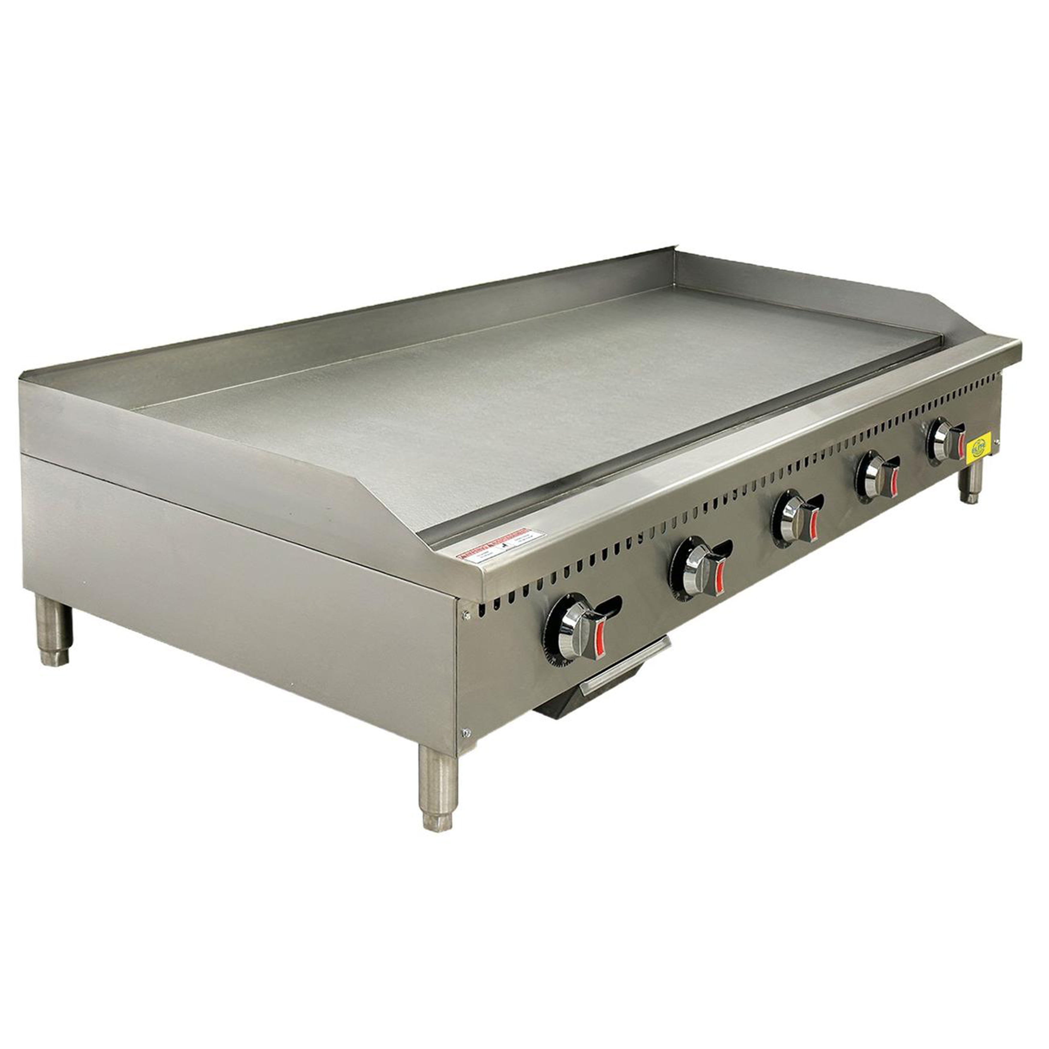 60 in. Commercial Five Burner Thermostat Stainless Steel Griddle 150,000BTU Countertop Flat Top Grill Natural Gas