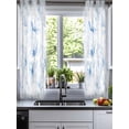 thumbnail image 2 of Blue Flower Sheer Curtains 39 Inch Length 2 Panels Set for Living Room/Bedroom, Watercolor Floral Botanical Line Drawing Print Kitchen Curtains Grommet Curtains Window Treatments 27.5"x39"x2, 2 of 7