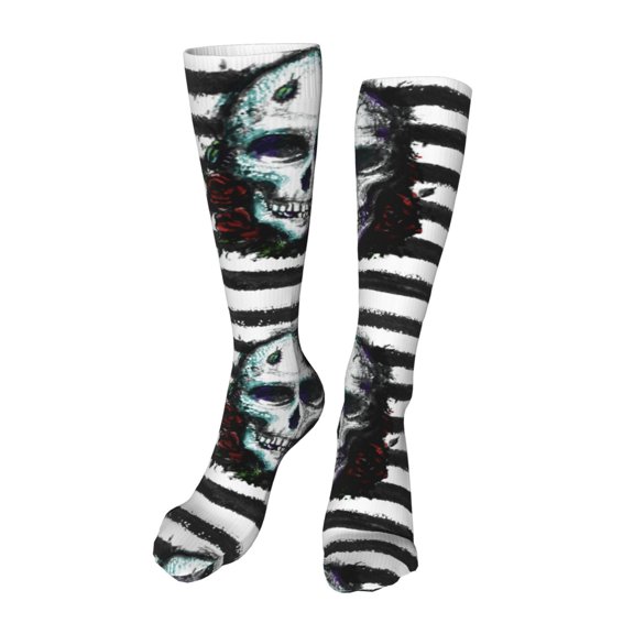 Naloa Watercolor Skull High Stockings Women Thigh High Stockings Over Knee Long Stockings-One Size