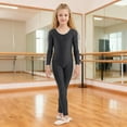 thumbnail image 2 of Wdgfv Justaucorps de Danse à Manches Longues et Col Rond pour Filles Noir 10-12 Ans, 2 of 8