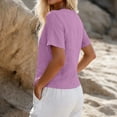 thumbnail image 6 of Ashirexll Short Sleeve Shirts for Women Spring and Summer Color and Linen V-Neck Short Sleeve Button Cardigan Top, 6 of 6