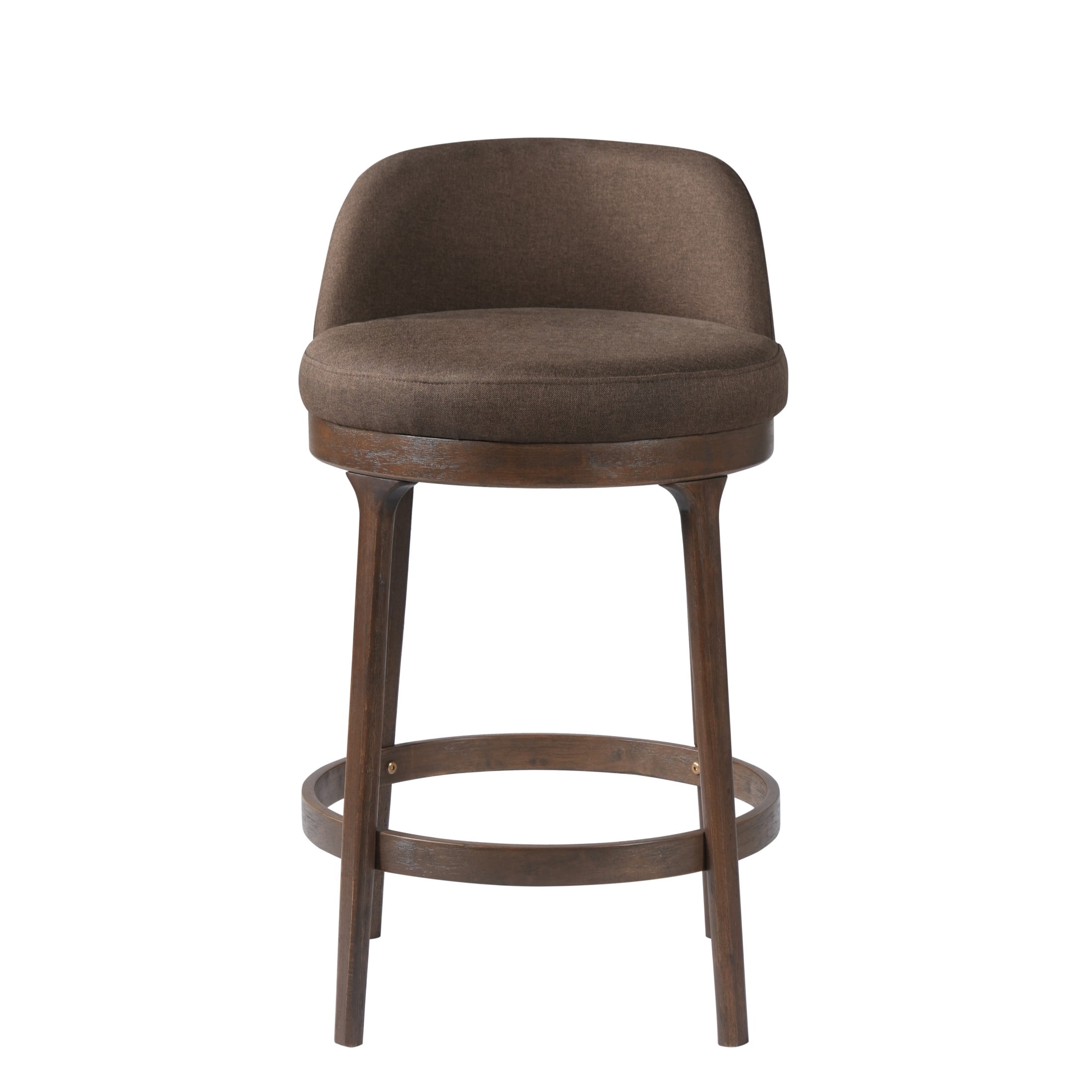 Christopher Knight Home 33"H Wooden Taupe Upholstered Counter Stools with Round Seat, Walnut Finish, Set of 4