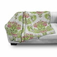 thumbnail image 3 of Damask Soft Flannel Fleece Throw Blanket, Floral Arrangement Damask Green Foliage Design Print, Cozy Plush for Indoor and Outdoor Use, 50" x 60", Green Coral Pale Mauve, by Ambesonne, 3 of 6