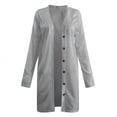 thumbnail image 2 of LoyisViDion Women Tops Women Solid Loose Long Sleeve Cardigan Autumn Coat Blouse /Gray 14(3Xl), 2 of 6