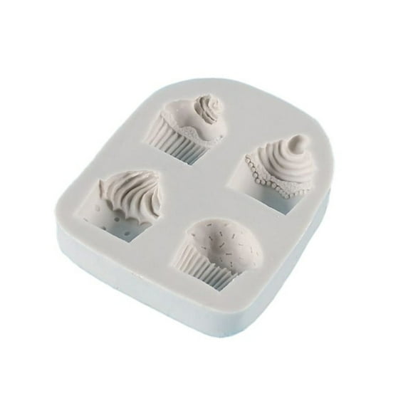 Molde de Fondant Bewildely para cupcakes de 4 cavidades silicona galletas postre DIY