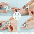 thumbnail image 3 of 2 Pairs 2 Colors Glass Rhinestone Shoe Decorations Removable Iron Shoe Buckle Clip Mixed Color 53.5x53.5x12mm 1 pair/color, 3 of 7