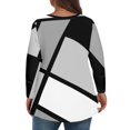thumbnail image 6 of TQWQT Plus Size T Shirts for Women Loose Sexy Tops V Neck Long Sleeve Color Block Blouses Fall Casual Tunic Tops Black 2XL, 6 of 6
