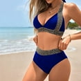 thumbnail image 5 of Feimerou Women Bikini Sets Swimsuits V Neck Push Up High Waisted Swimsuits Color Block Compression Cheeky Two Piece Bathing Suit Valentines Day Gifts, 5 of 7
