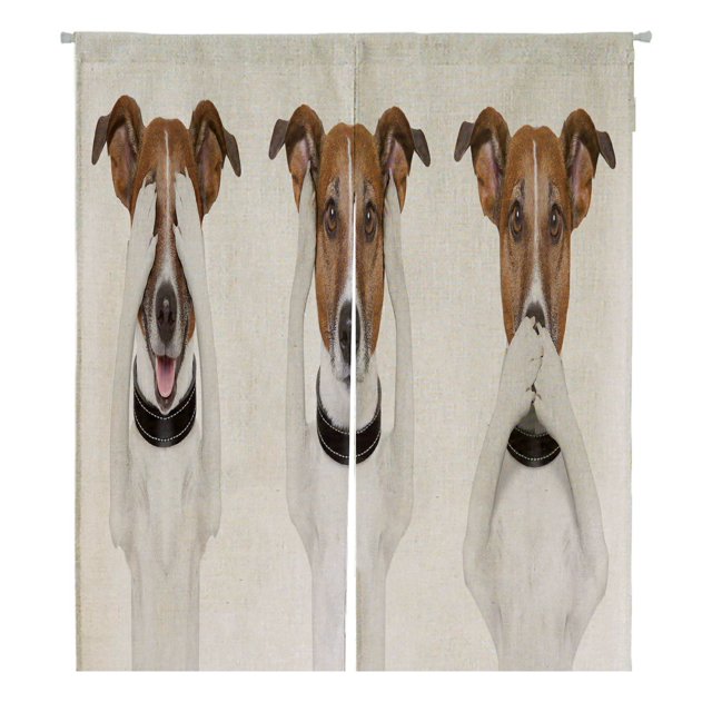 Cortina Noren ABPHQTO See No Evil Hear No Evil Dog Japonés para Puerta Ventana 105x120 cm