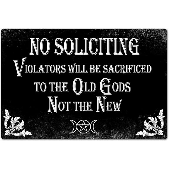 Gothic No Soliciting Sign - "Violators Will Be Sacrificed To The Old Gods" Door Sign, 12x8 Inches, Perfect for Gothic and Occult Decor