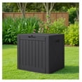 thumbnail image 6 of SONGMY 42 Gallon Deck Box Waterproof, Resin Outdoor Storage Box with Side Handles, Outdoor Storage Benches Lockable for Patio Cushions and Garden Tools (Black), 6 of 7