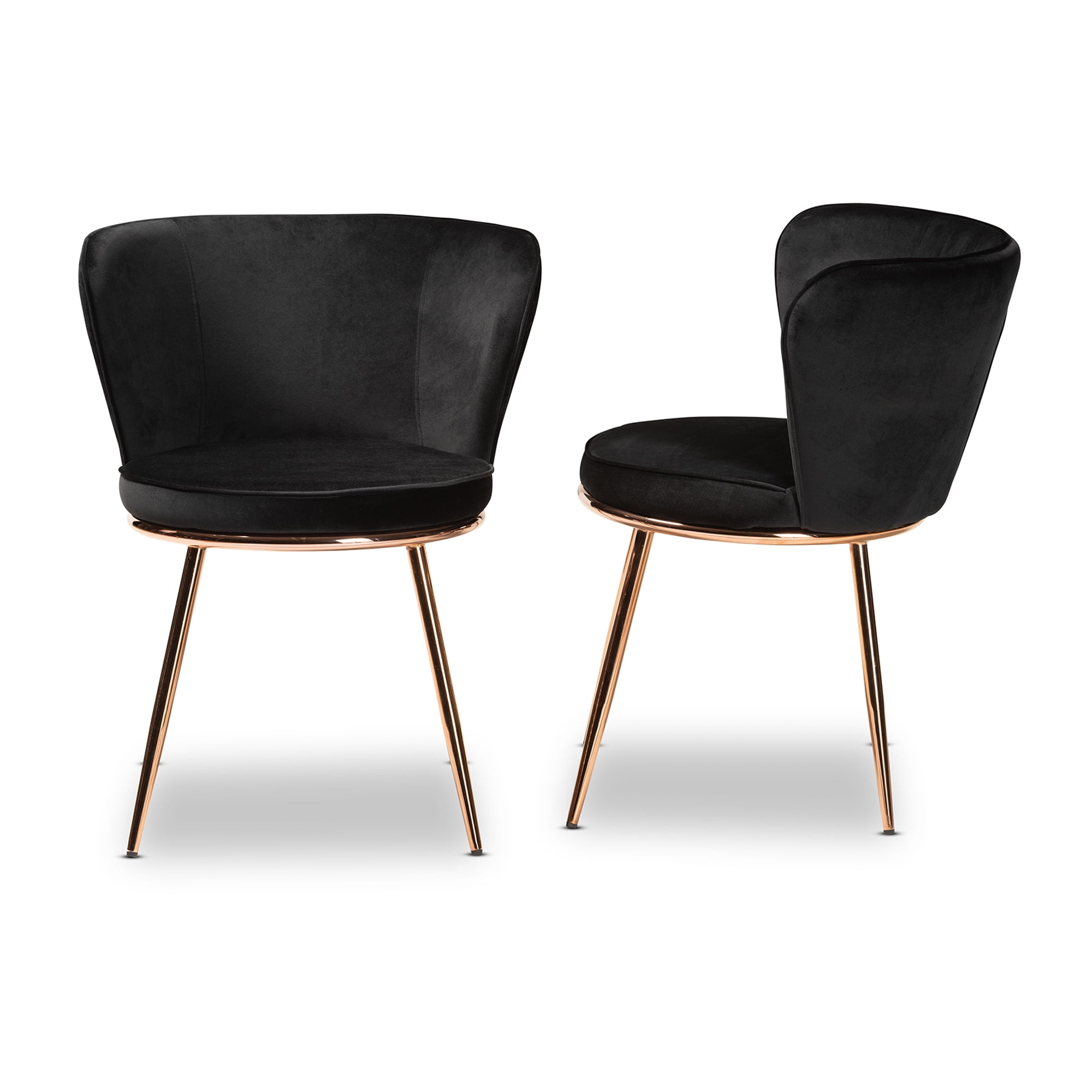 Baxton Studio Farah Dining Chair, Set of 2, Black/Rose Gold