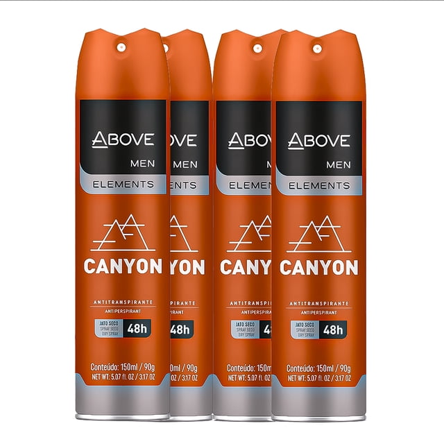 ABOVE Elementos Cañón, 48 Horas Desodorante en Spray para Hombre, 4 pz Above Desodorante en spray 4 x 3.17 oz