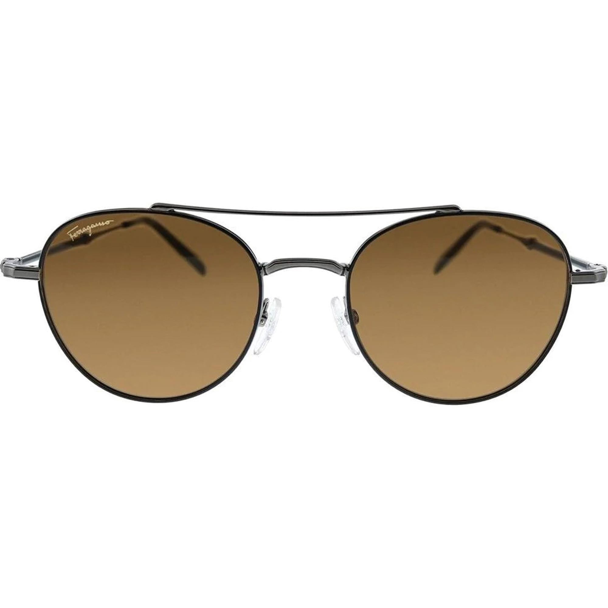 Salvatore Ferragamo SF226S 021 58mm Aviator Sunglasses Men's Black Dark Ruthenium