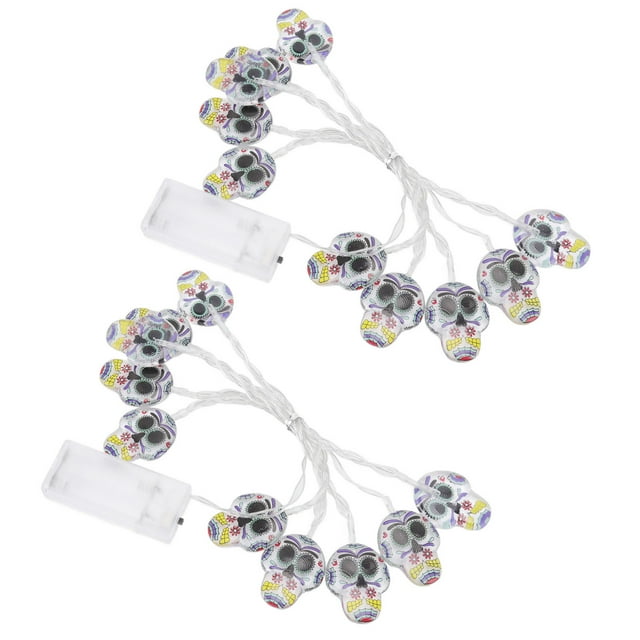 2 uds luces de cadena de calavera ANGGREK decorativas de terror 15 m 10 luces LED
