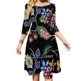 thumbnail image 1 of Anishnawbe Robe Évasée Col Carré Robe Élégante Mode Féminine Imprimée, 1 of 5