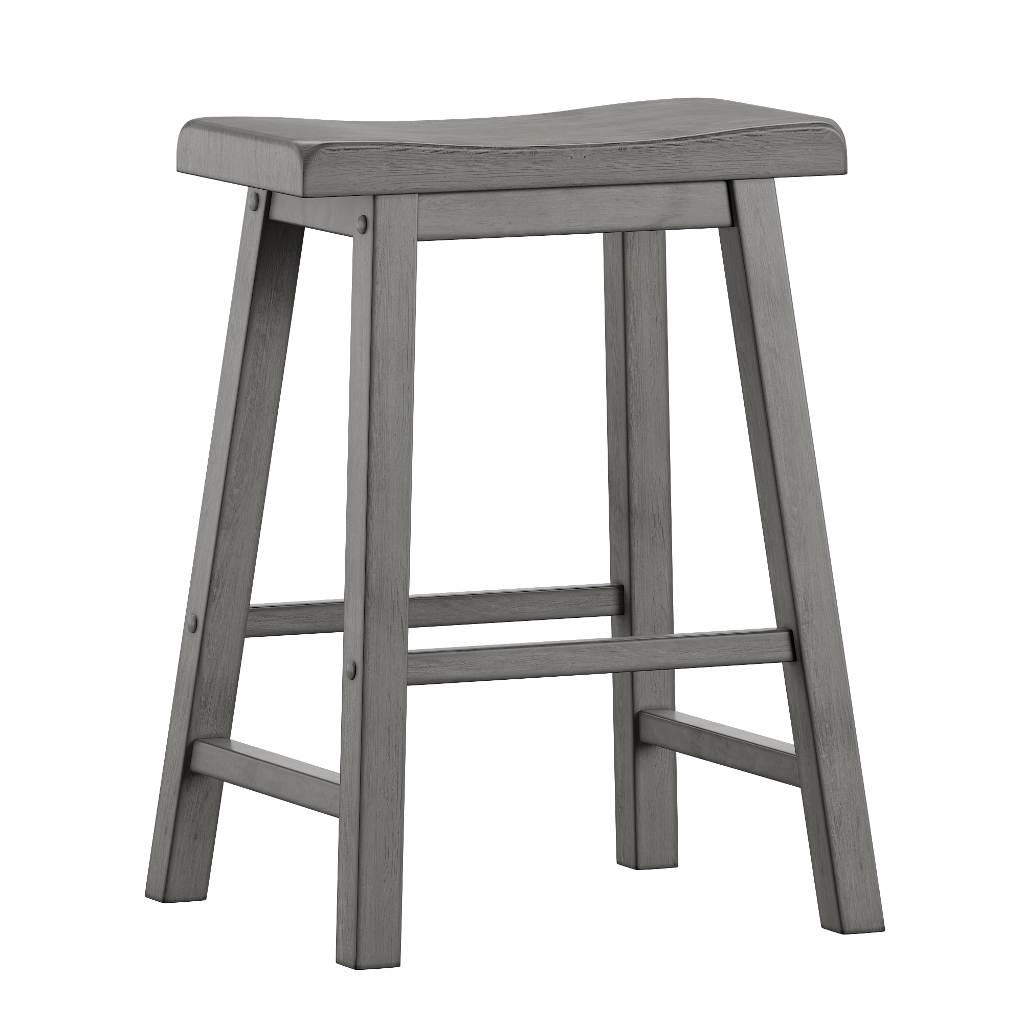 Weston Home Ashby Saddle Seat Backless Wood Counter Stools, Set of 2, Antique Grey