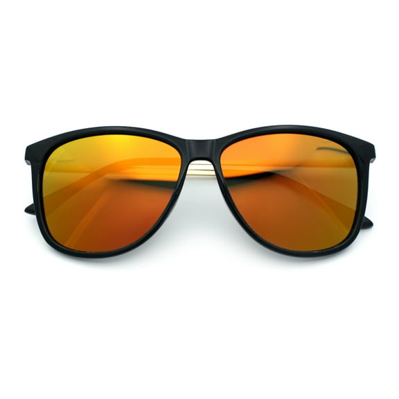 Mens Color Mirror Polarized Gentlemanly Classy Horn Rim Snazzy Sunglasses Black - Orange Mirror