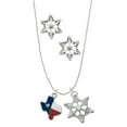 thumbnail image 1 of Delight Jewelry Silvertone Texas with Rope Border Silver tone Snowflake Charm Necklace and Stud Earrings, 1 of 4
