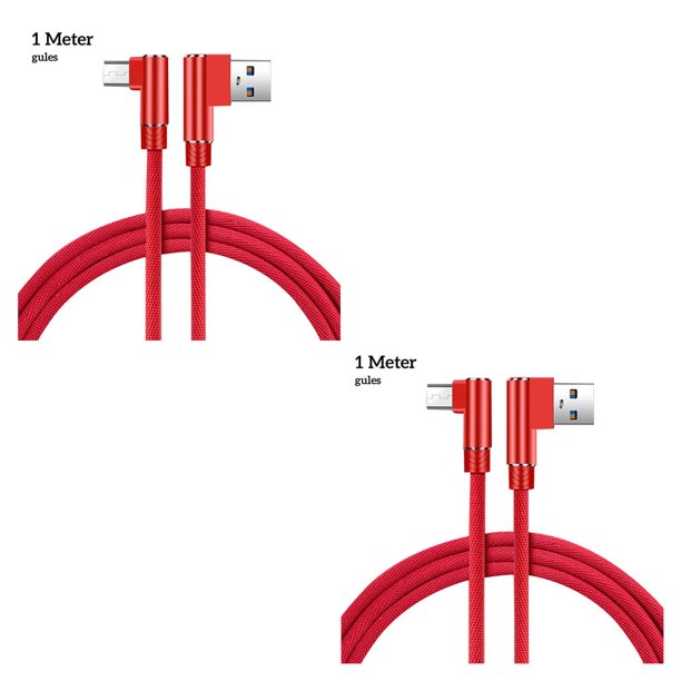 Tholdsy Cable de carga rápida Reemplazo del cable de datos de doble codo para la interfaz micro USB del teléfono móvil Android, rojo, 1 m Type2 NO2