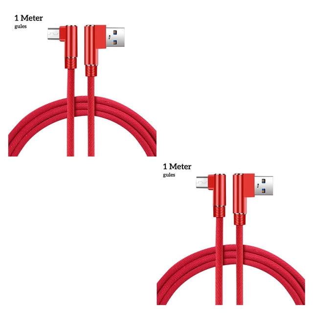 Methold Cable de carga rápida Reemplazo del cable de datos de doble codo para la interfaz micro USB del teléfono móvil Android, rojo, 1 m Type2 NO2