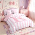 thumbnail image 2 of Manfei Geometric Lines 7-Piece King Bedding,Pink Letter K Design King Bed in a Bag,Pink Reversible, 2 of 7