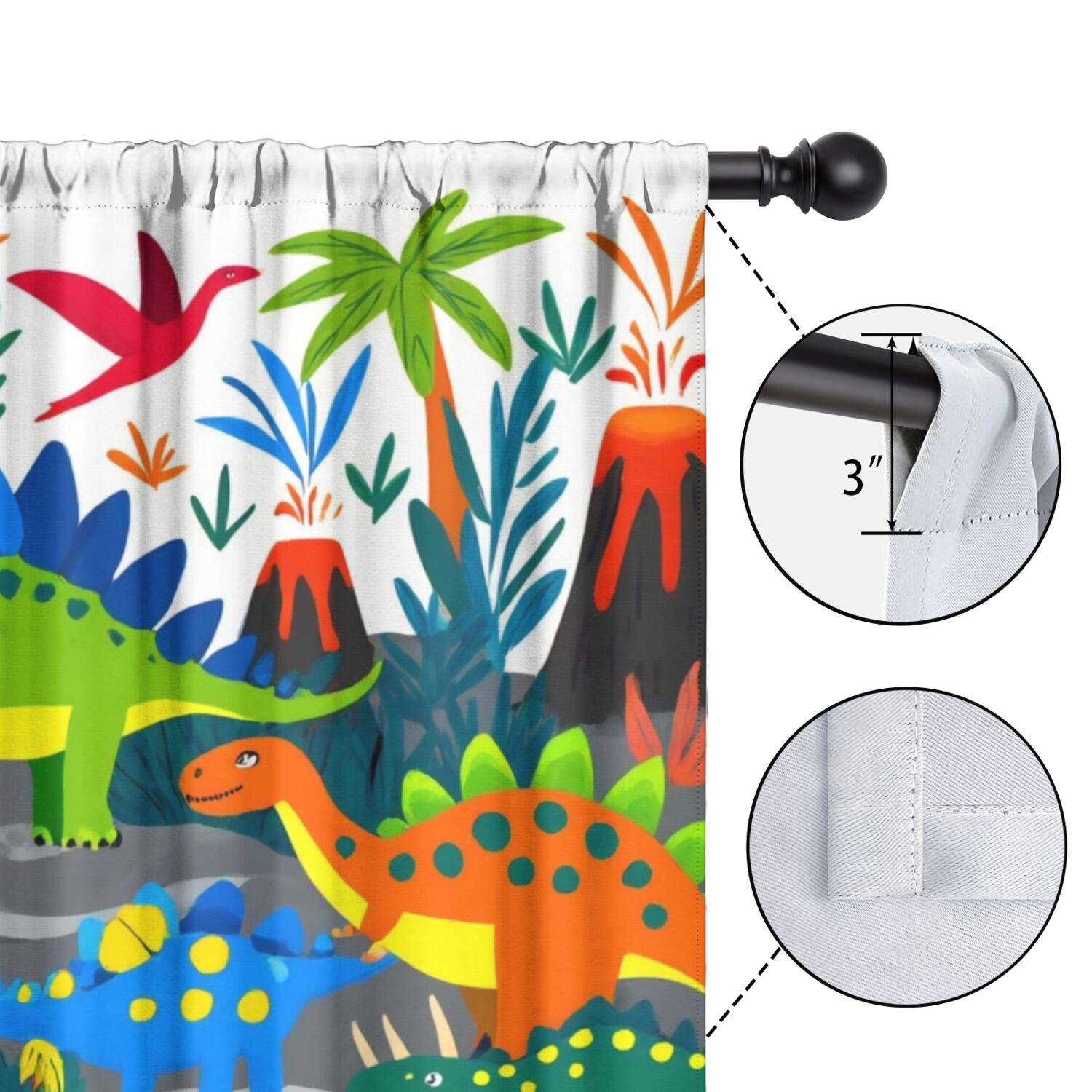 Blackout Kids Curtains,Cute Dinosaur Pattern Childrens Insulated Curtains Set Of 2,Bedroom Essentials,Toddler Room Decor 42x63in(106x160cm)