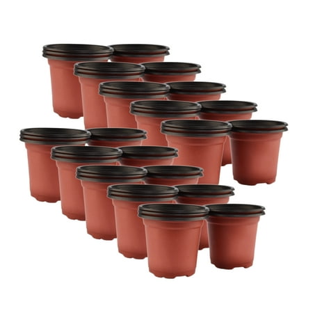 50Pcs Dual Color Plastic Flower Nursery Pots Garden Plant Grow Seeding Pot 18cm - Brown +
