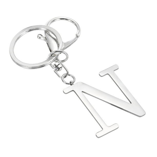 Llavero de letra inicial Uxcell, regalo de alfabeto de metal para mujeres y niñas, encanto de llavero, letra N, accesorios de llaves