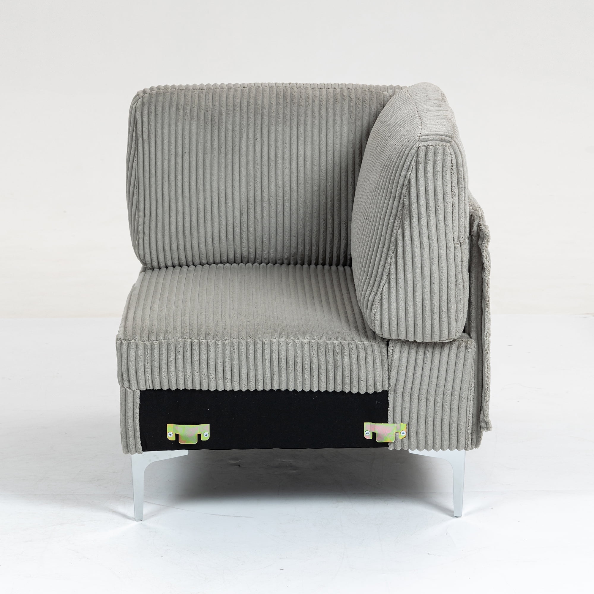 Modular Sectional Sofa, Corner Seat, Middle Seat Module Couch, Gray Corduroy Fabric, DIY Design with Multiple Configurations