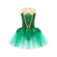 thumbnail image 4 of TiaoBug Girls Halloween Green Fairy Christmas Elf Cosplay Fancy Dress Up Sequins Party Dance Dress Green 8, 4 of 7