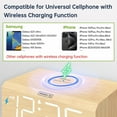 thumbnail image 3 of LIZZ DreamSky Wooden Digital Alarm Clock with Wireless Charging for Bedroom, Bedside Nightstand Clock with Charger Station, USB Port, Large Numbers, Adjustable Volume, Brightness Dimmer, DST, 3 of 7