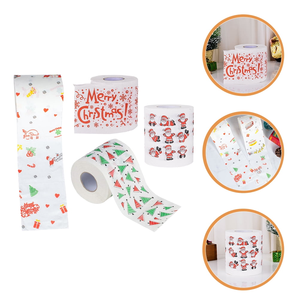 OULII Assorted Color Toilet Tissue Paper Printed with Christmas Designs for Festive Table Setting