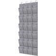 thumbnail image 1 of Organizador de zapatos para colgar sobre la puerta, soporte para armario, colgador, bolsa de almacenamiento, estante con 24 bolsillos grandes de malla, gris, 1 of 5