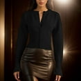 thumbnail image 1 of TINZ Women's Long Sleeve Open Front Knit Crop Cardigans V Neck Button Sweaters Wool Pullover Men Patterned Pullover Comfy Sweater, 1 of 5