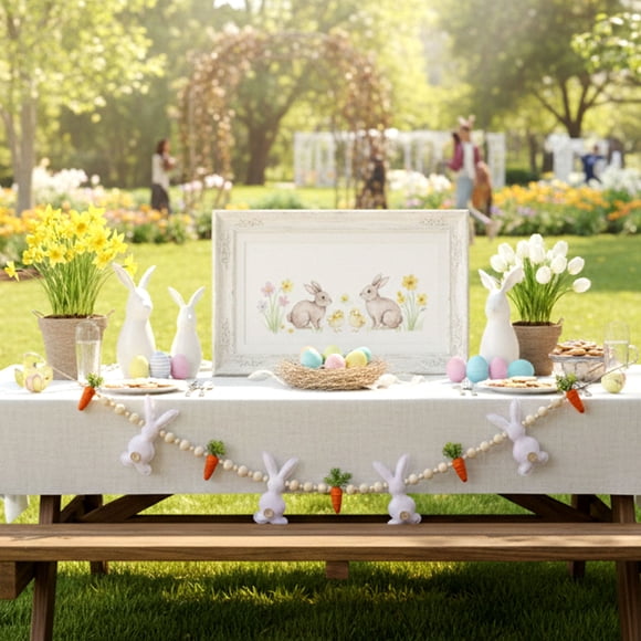 BotaniNest Country Easter Rabbit Rabbit Pearl Farmhouse Easter Hanging Celebration Home Party