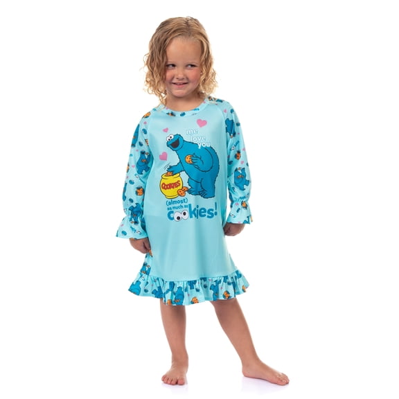 Sesame Street Nightgown Toddler Girls Pajamas Me Love You Raglan Ruffle Sleep Dress