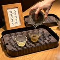 thumbnail image 2 of Tea Set Storage Tray With Handle Plastic Drain Tray Water Storage Tea Tray Kitchen Organizer Multipurpose Serving Plate Beige L, 2 of 6