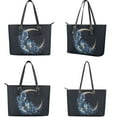 thumbnail image 3 of LedBack Butterfly Rose Moon Printed Handbag Set Leather Purses for Women Waterproof Handbag and Wallet Set Top Handle Shoulder Bag with Matching Wallet, Black and Blue, 3 of 4