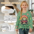 thumbnail image 6 of Xoenoiee Green Frog Mushroom Flower Print Girls Long Sleeve Shirts Toddler Soft Basic T-Shirts Top Kids Crewneck Tees Tie Front Knot Blouse, 5-6 Year, 6 of 7