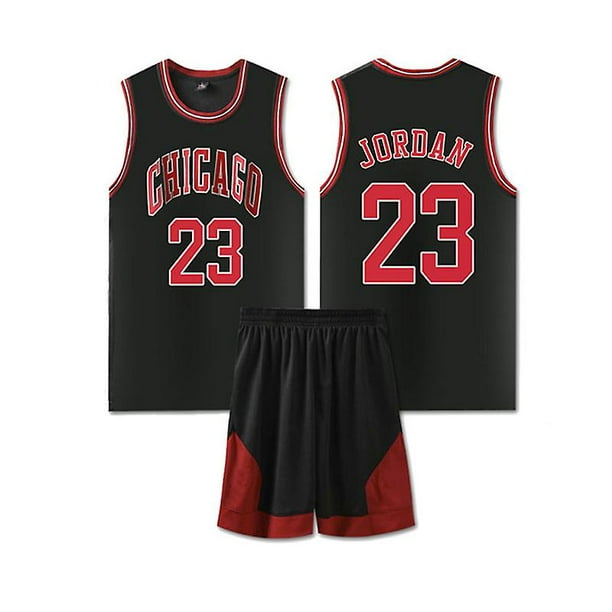 Basketball Jersey Jordan No. 23 Chicago Bulls T-shirt Fans Classic Black Kid  Jersey Basketball Uniforms Set-30--Traffer 