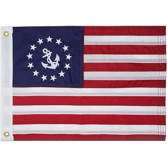 FLAGWIN Nautical Boat Flags, 12x18 Ensign Boating Nylon Embroidered American Flag with 2 Brass Grommets