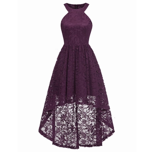 HKEJIAOI Liquidation d'Économies Robes Décontractées pour Femmes Cadeau de la Saint-Valentin Mode Féminine Robe de Soirée Sans Manches en Grenadine Brodée Col Rond Robe de Fête Violette