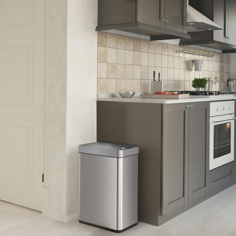 iTouchless Stainless Steel Wings Open Lid Sensor Trash Can with