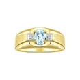 thumbnail image 1 of RYLOS Men's Rings Yellow Gold Plated Silver Classic 7X5MM Oval Gemstone & Diamond Ring Aquamarine March Birthstone Rings For Men, Silver Rings, Size 10, 1 of 7